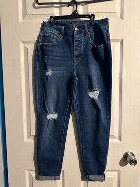 Maurices Ripped Dark Blue Boyfriend Jeans